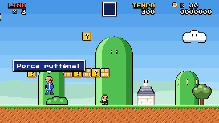 Lino in stile 16-bit con le colline con gli occhi